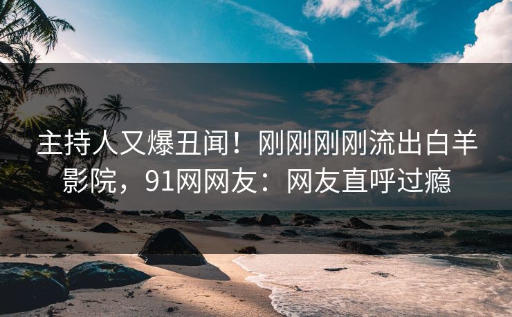 主持人又爆丑闻！刚刚刚刚流出白羊影院，91网网友：网友直呼过瘾