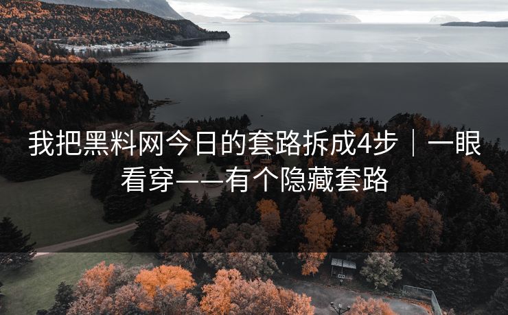 我把黑料网今日的套路拆成4步｜一眼看穿——有个隐藏套路