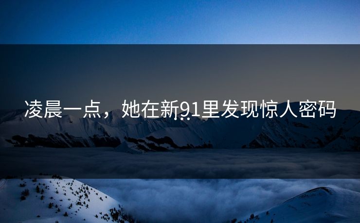 凌晨一点，她在新91里发现惊人密码…